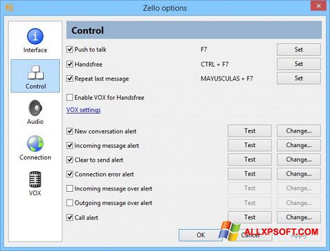 Petikan skrin Zello untuk Windows XP