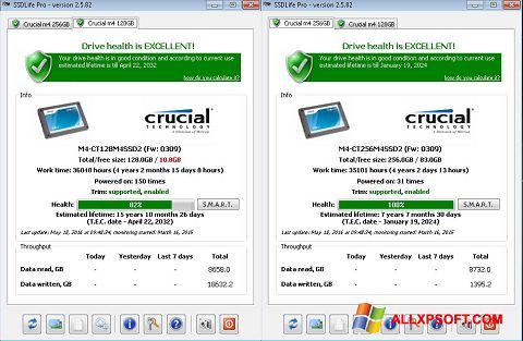 Petikan skrin SSDLife untuk Windows XP