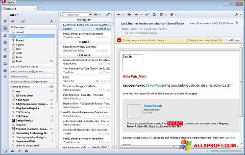 Petikan skrin Opera Mail untuk Windows XP