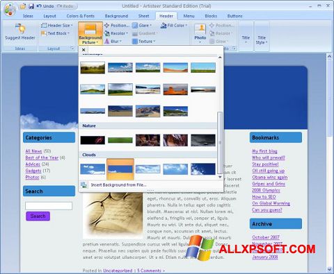 Petikan skrin Artisteer untuk Windows XP