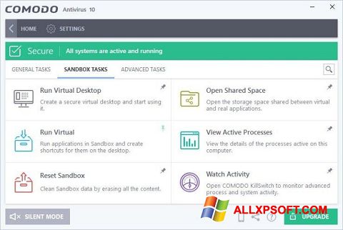 Petikan skrin Comodo Antivirus untuk Windows XP