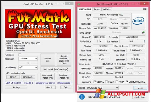 Petikan skrin FurMark untuk Windows XP