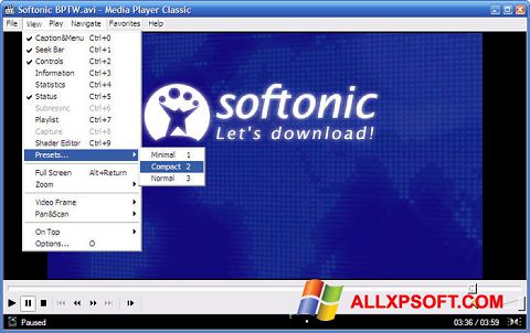 Petikan skrin Media Player Classic untuk Windows XP