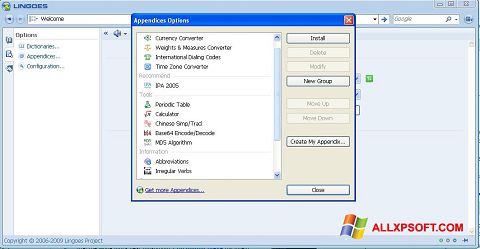 Petikan skrin Lingoes untuk Windows XP