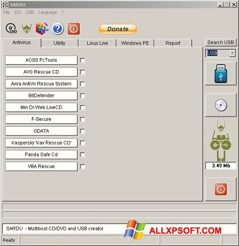 Petikan skrin SARDU untuk Windows XP