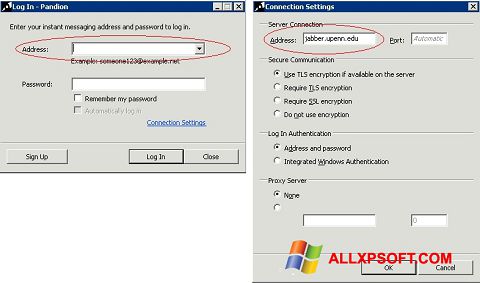Petikan skrin Pandion untuk Windows XP