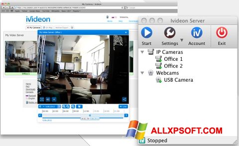 Petikan skrin Ivideon Server untuk Windows XP