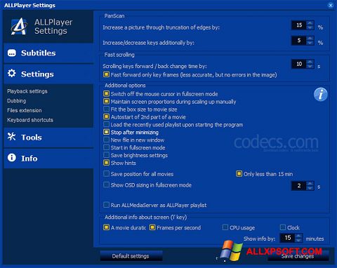 Petikan skrin ALLPlayer untuk Windows XP