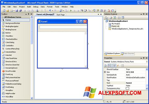 Petikan skrin Microsoft Visual Basic untuk Windows XP