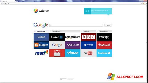 Petikan skrin Orbitum untuk Windows XP