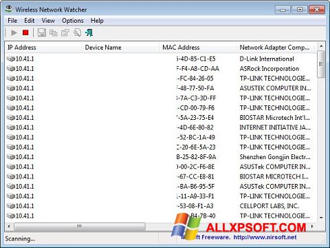 Petikan skrin Wireless Network Watcher untuk Windows XP