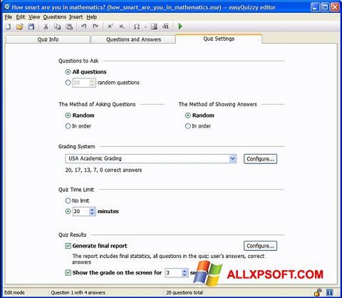 Petikan skrin easyQuizzy untuk Windows XP