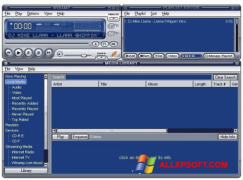 Petikan skrin Winamp Lite untuk Windows XP