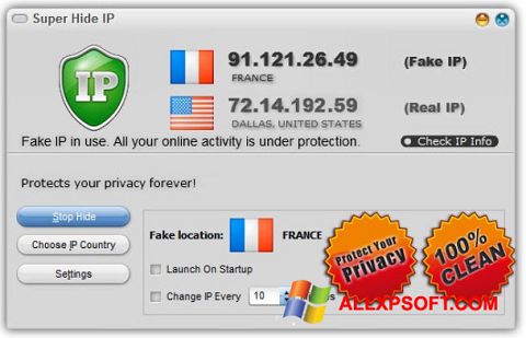 Petikan skrin Super Hide IP untuk Windows XP