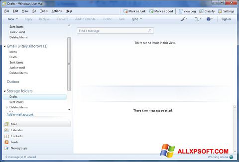 Petikan skrin Windows Live Mail untuk Windows XP