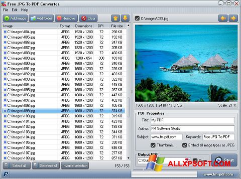 Petikan skrin JPG to PDF Converter untuk Windows XP