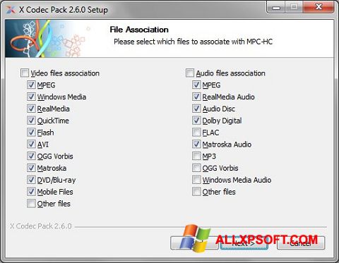 Petikan skrin X Codec Pack untuk Windows XP
