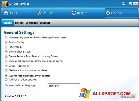 Petikan skrin Driver Reviver untuk Windows XP