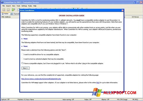 Petikan skrin CommView for WiFi untuk Windows XP