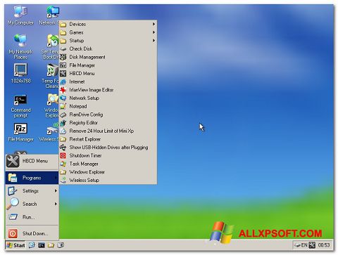 Petikan skrin Hirens Boot CD untuk Windows XP