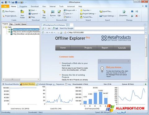 Petikan skrin Offline Explorer untuk Windows XP