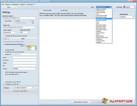 Petikan skrin Scan2PDF untuk Windows XP