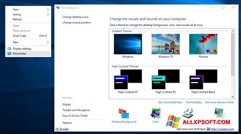 Petikan skrin Personalization Panel untuk Windows XP