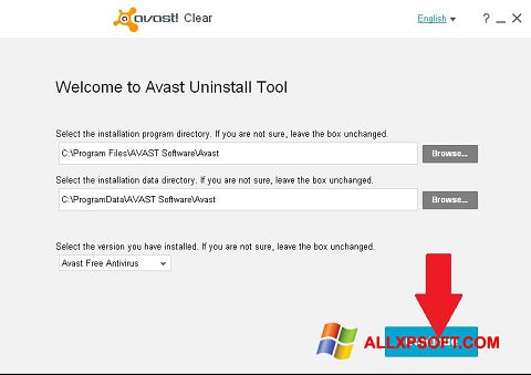 Petikan skrin Avast Uninstall Utility untuk Windows XP