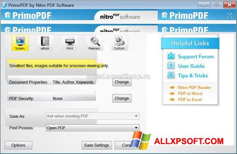 Petikan skrin PrimoPDF untuk Windows XP
