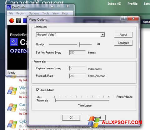 Petikan skrin CamStudio untuk Windows XP