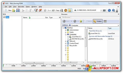 Petikan skrin Nero Burning ROM untuk Windows XP