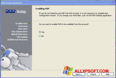 Petikan skrin PGP Desktop untuk Windows XP