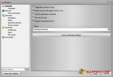 Petikan skrin VSO Downloader untuk Windows XP