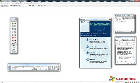 Petikan skrin Macromedia Dreamweaver untuk Windows XP