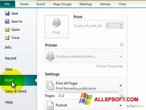 Petikan skrin Microsoft Publisher untuk Windows XP