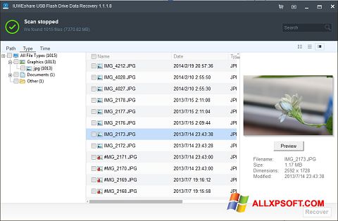 Petikan skrin USB Flash Drive Recovery untuk Windows XP