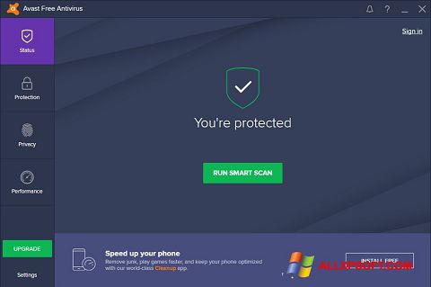 Petikan skrin Avast Free Antivirus untuk Windows XP