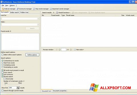 Petikan skrin SearchInform untuk Windows XP
