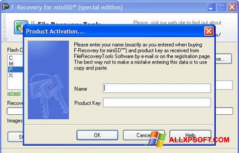 Petikan skrin F-Recovery SD untuk Windows XP