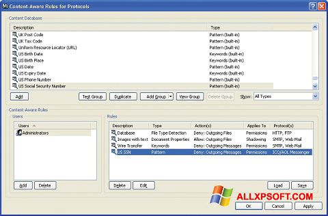 Petikan skrin DeviceLock untuk Windows XP