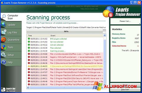 Petikan skrin Trojan Remover untuk Windows XP
