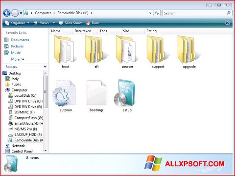 Petikan skrin Windows 7 USB DVD Download Tool untuk Windows XP
