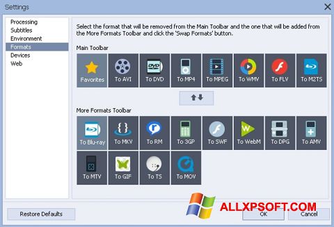 Petikan skrin AVS Video Converter untuk Windows XP