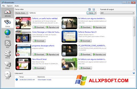 Petikan skrin VDownloader untuk Windows XP