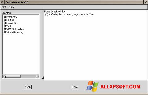 Petikan skrin PowerTweak untuk Windows XP