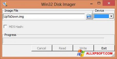 Petikan skrin Win32 Disk Imager untuk Windows XP