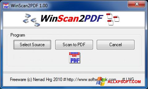 Petikan skrin WinScan2PDF untuk Windows XP