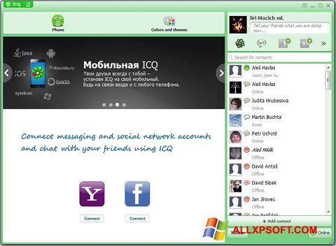 Petikan skrin ICQ untuk Windows XP