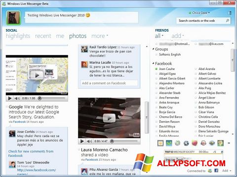 Petikan skrin Windows Live Messenger untuk Windows XP