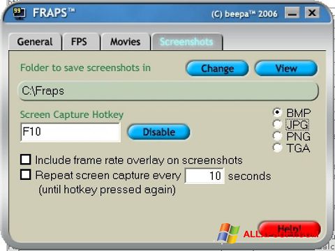 Petikan skrin Fraps untuk Windows XP